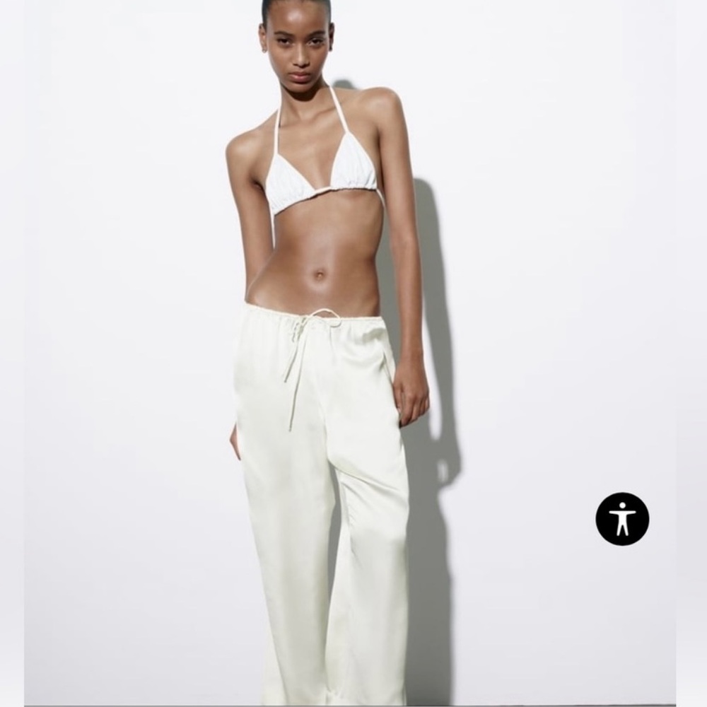 Zara Satin White Pants - Picture 1 of 1
